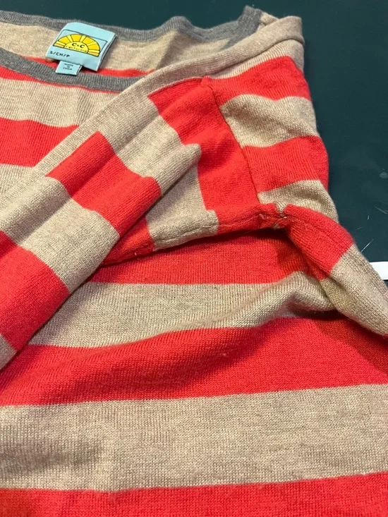 C&C California Striped Red and Tan Cashmere Blend Sweater (149) - Picture 12 of 13